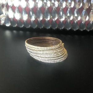 Gold Cubic Zirconia Spiral Bracelet, OS